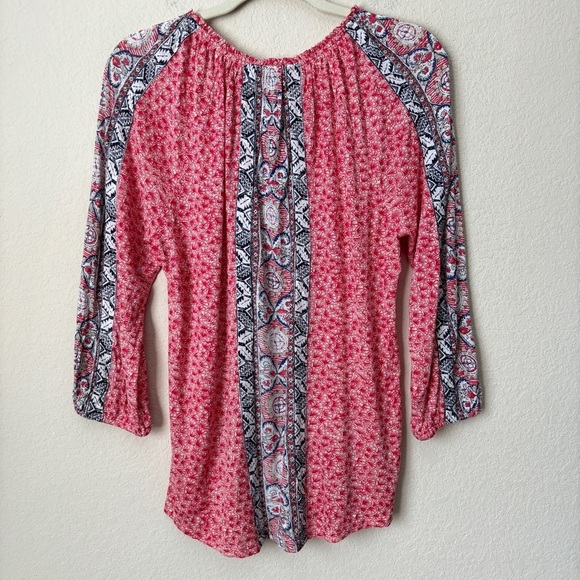 Lucky Brand Boho Print Peasant Top - Picture 8 of 9